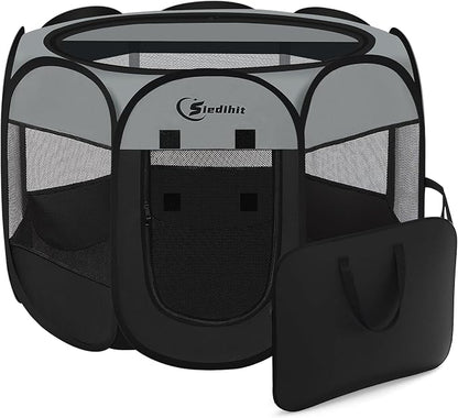 Dark Grey Dog Cat Playpen, Puppy Pet Playpen, Small Dogs Tent Crates Cage by Siedihit