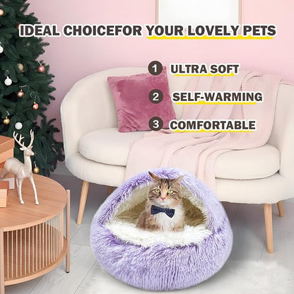 Cat Bed for Indoor Cats, Calming Cozy Cave - Image 5