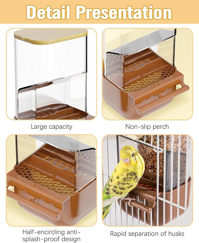 BNOSDM No Mess Bird Cage Feeders Automatic Bird Feeder Parrot Cage Accessories - Image 4