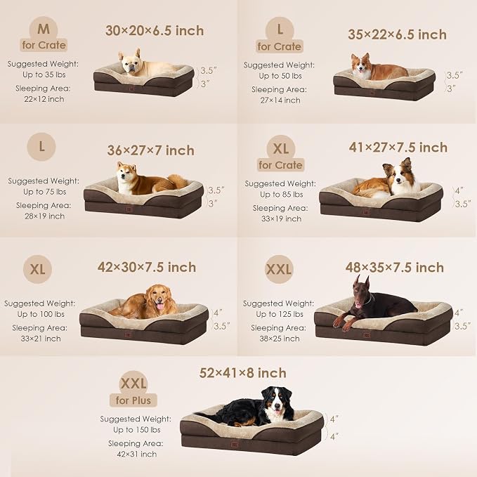 EHEYCIGA Orthopedic Dog Bed for Medium Dog, Waterproof Liner & Washable - Image 5