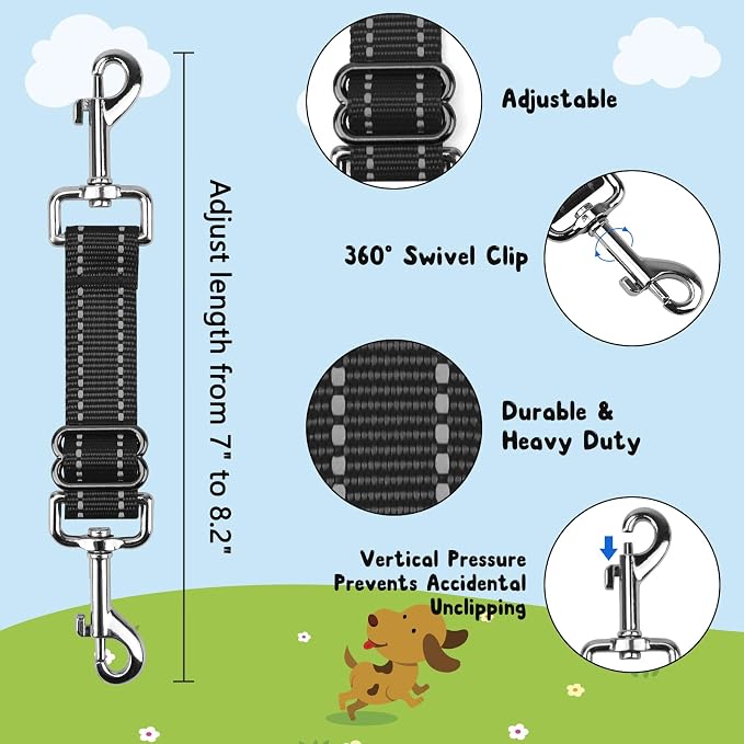YUEPET Dog Safety Collar Clips 2 Pack Adjustable Prong Backup Clips Reflective - Image 2