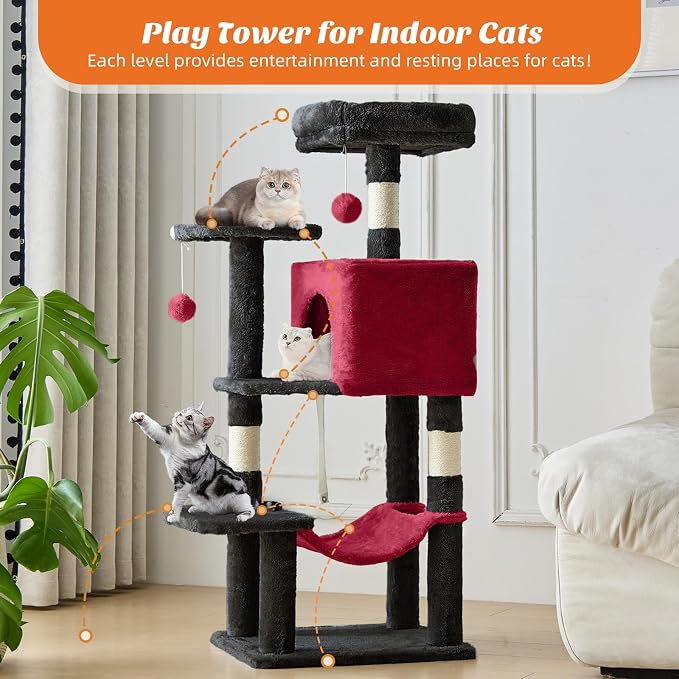 Sweetcrispy 44 Inch Cat Tree Tower, Cat Climbing Tower - Image 2