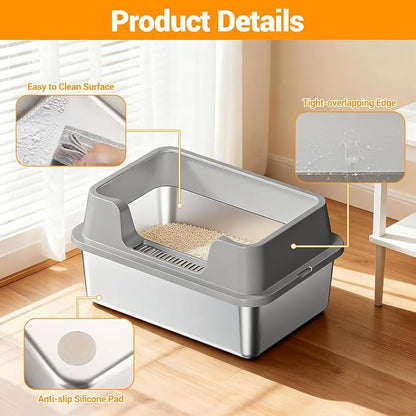 Stainless Steel Litter Box, XL Enclosed Cat Litter Boxes - Image 5