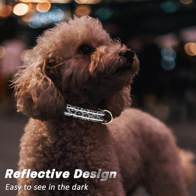 Reflective Dog Collar for Large Dogs, Cute Leopard Style Adjustable Heavy-Duty - Image 3