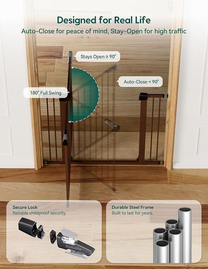 Babelio Metal Baby Gate, 29-48" Auto Close Easy Install Pet Gate, Extra Wide - Image 5