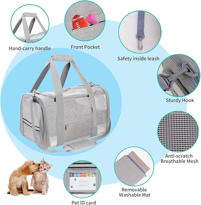 Soft - Sided Pet Carrier for Cats and Small Dogs, Airline - Approved, Foldable - Image 2