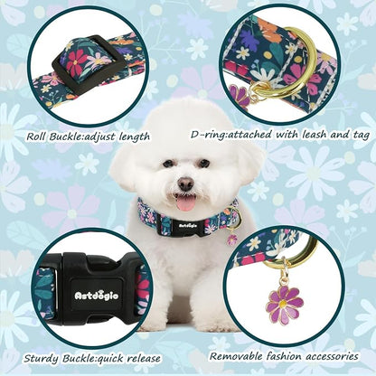 Dog Collar for Small Dogs, Spring Dark Green Dog Collars - Image 2