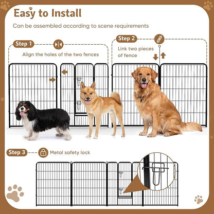 DUMOS Dog Playpen Indoor, Metal 32 Inch 8 Panels Foldable Pet Fence - Image 5