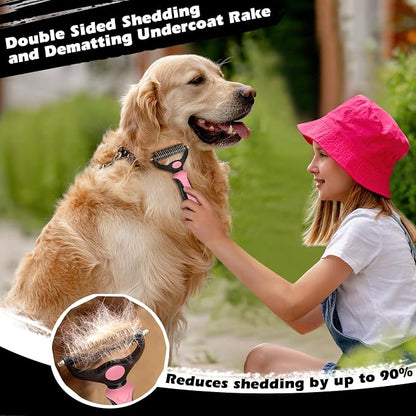 3PCS Self Cleaning Slicker Brush & Pet Grooming Rake & Flea Comb - Image 3