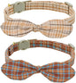 Cotton Bowtie Cat Collar with Bell 2 Pack Plaid Breakaway Kitten Collars with by YUDOTE