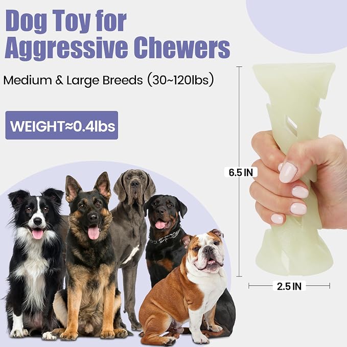 Glow in The Dark Dog Chew Toy, Rubber Dog Toys to Keep Them Busy, Interactive - Image 3