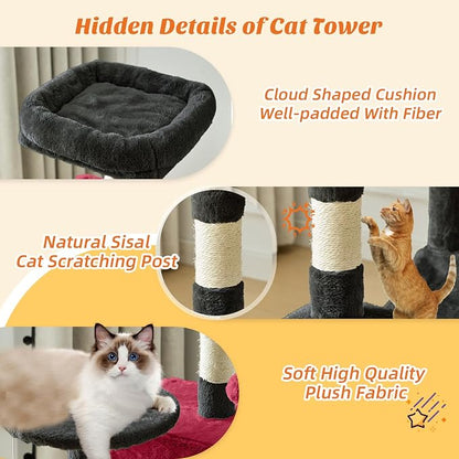 Sweetcrispy 44 Inch Cat Tree Tower, Cat Climbing Tower - Image 5