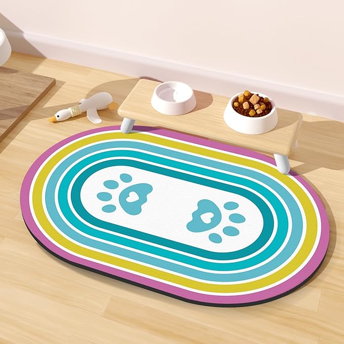 Cat Food Mat 24''x16'', Absorbent Cat Mats by METEOROCK