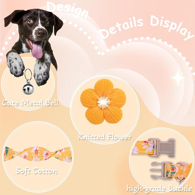 Large Dog Collar with Flower, Dog Collars - Image 2