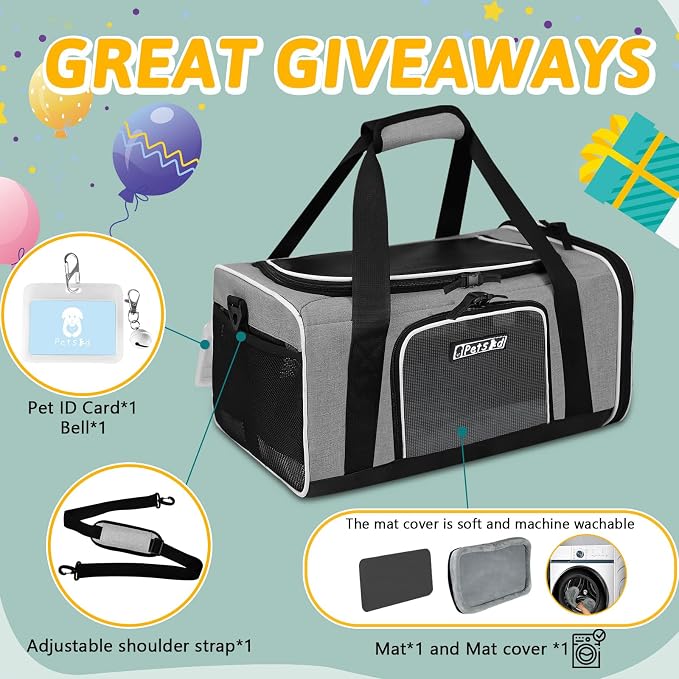 Petskd Pet Carrier 17x13x9.5 Southwest Airline Approved, Pet Travel Carrier Bag - Image 7