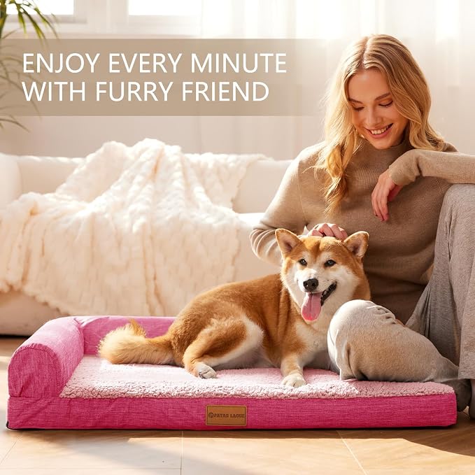 Patas Lague Orthopedic Dog Bed Large Sized Dog 36''X24'', Waterproof L Bolster - Image 2