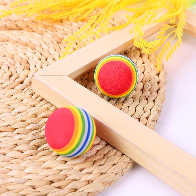PET SHOW 10pcs 1.38" Red Rainbow Cat Toy Balls Soft EVA Foam Interactive Indoor - Image 5