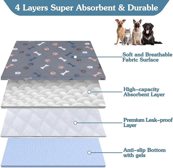 Washable Pee Pads for Dogs, Fast Absorbent Dog Pee Pads for Crate Pet Training - Image 6