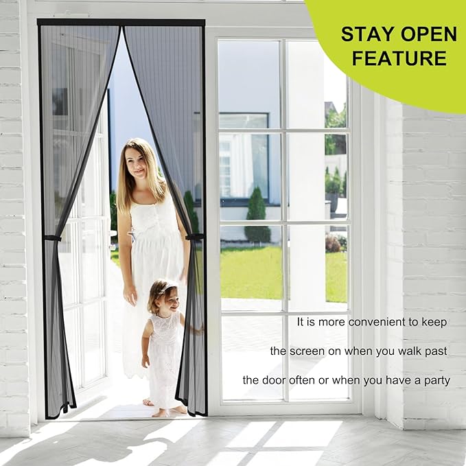 Magnetic Screen Door for 48 x 83 Inch French Door, Screen Itself Size: 50" x 84" - Image 3