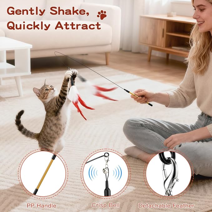 Pawaboo Feather Teaser Cat Toy - Image 3