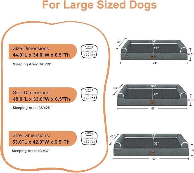 Large Dog Bed Orthopedic Washable: Beds Bolster XL Bed Large Big Dogs Memory - Image 6