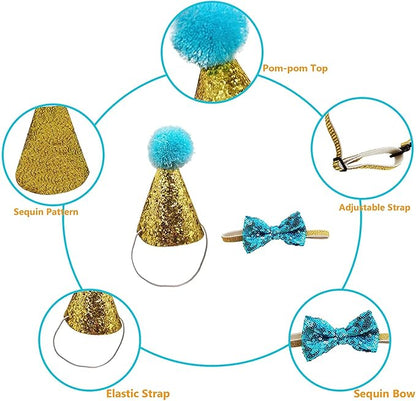 Christmas Pet Party Jazz Hat and Blingbling Bow Tie Breakaway Collar Set - Image 3