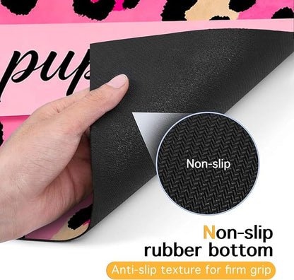 Puppy Feeding Mat 20x12 inch Pink Leopard Print Dog Bowl Placemat Non Slip Mat - Image 7
