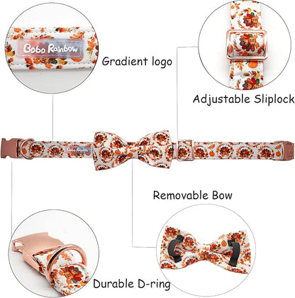 Dog Collar - Thanksgiving Turkey Bowtie Gift Soft Bow Collar - Image 2