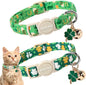 ARING PET 2 Pack St. Patrick's Day Cat Collars-Cute Green Clovers Cat Collar by ARINGPET