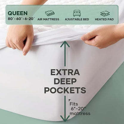 OhGeni 100% Waterproof Mattress Protector, Queen-Beige Size Mattress Pad - Image 8