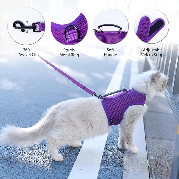 Kitty Harness and Leash for Walking Escape Proof Breathable Mesh Fabric - Image 3