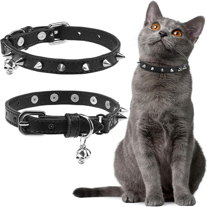EXPAWLORER Leather Cat Collar for Girl Boy- Adjustable Pet Collar by EXPAWLORER