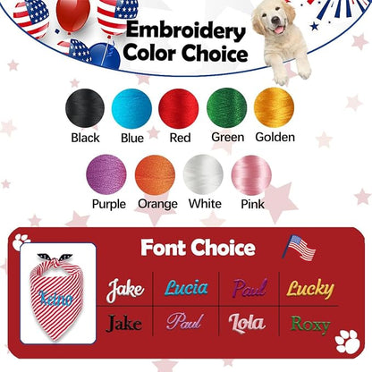 Personalized 4th of July Dog Bandana Embroidered Name Custom Neckwear Dog Scarf - Image 3