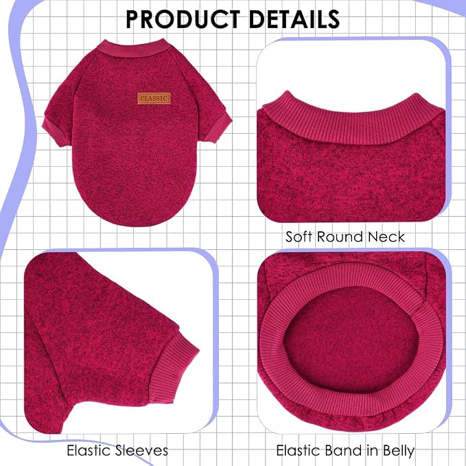 3 Pack Dog Sweaters for Small Dogs Girl Boy Winter Fleece Clothes Warm Soft Dog - Image 4