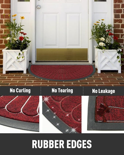 tchdio Door Mat Outdoor Indoor Entrance Doormat-Semicircular Durable Rubber Non - Image 5