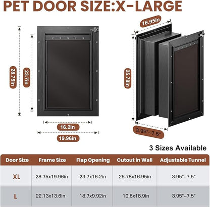 3-Flap XL Dog Door, All Aluminum Alloy Extra Large Dog Door door - Image 6