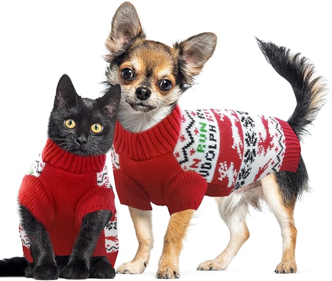 Dog Christmas Sweater Xmas Pet Clothes Cute Reindeer Christmas Dog Costume - Image 2