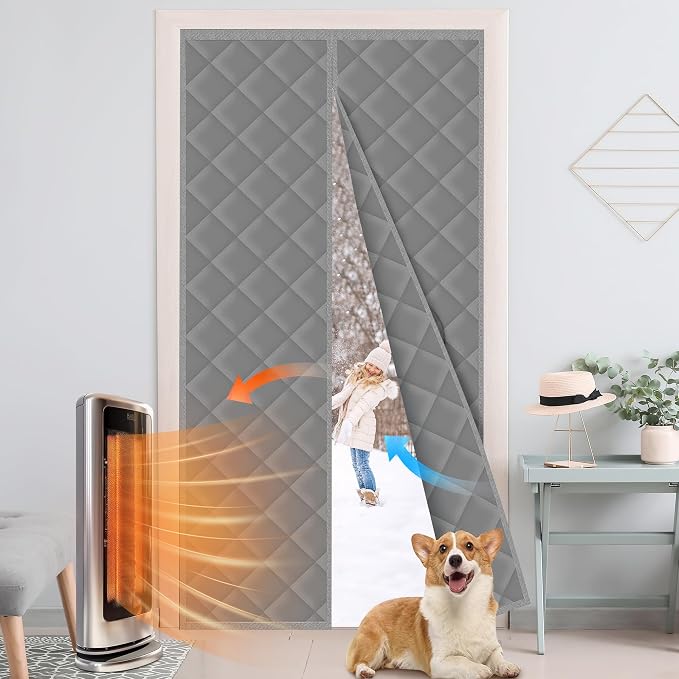 Magnetic Thermal Insulated Door Curtain Cover Block fit 36x82inch Door by Elytsemoh