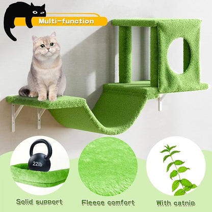 NUNU LAB Wall Mounted Cat Climber Set, Scratcher Board and Hammock, Shelves - Image 5
