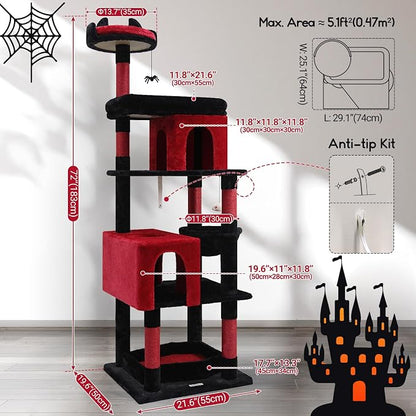Globlazer Heavy Duty Gothic Cat Tree, 72in Large Cat Tower - Image 6