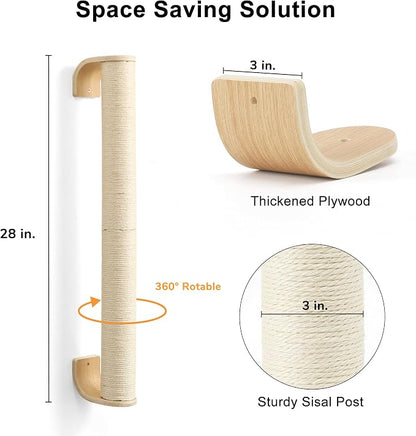 FUKUMARU Cat Wall Scratcher, Sturdy Sisal Climbing Tree - Image 3