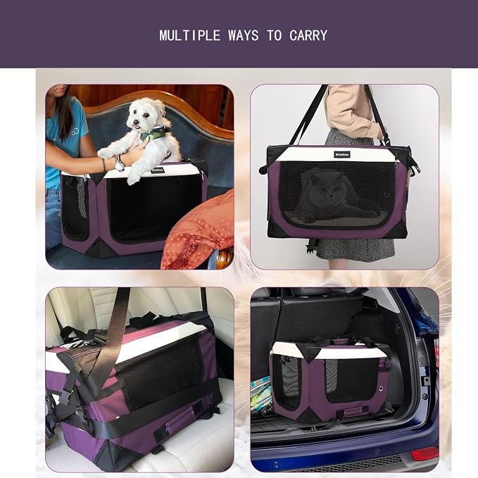 Large Cat Carrier, Collapsible Dog Travel Crate Portable Soft-Sided Pet Carrier - Image 6