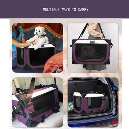 Large Cat Carrier, Collapsible Dog Travel Crate Portable Soft-Sided Pet Carrier - Image 6