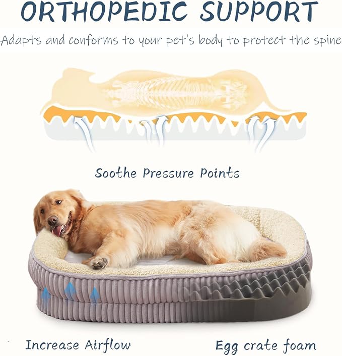 Orthopedic Dog Bed for Medium Dogs Breeds, High Density Egg Crate Foam Dog Sofa - Image 2