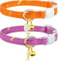 2 Pack Cotton Breakaway Cat Collar Orange and Purple Fish Pendant Cute Kitten by Fyeqyaou