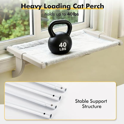 Window Sill Mount Cat Perch for Indoor Cats, One-Step Sliding Clamping Slot - Image 5