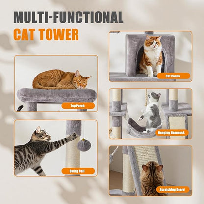 Sweetcrispy 63 inch Cat Tree Tower, Large Multi Level Cat Climbing Tower - Image 2
