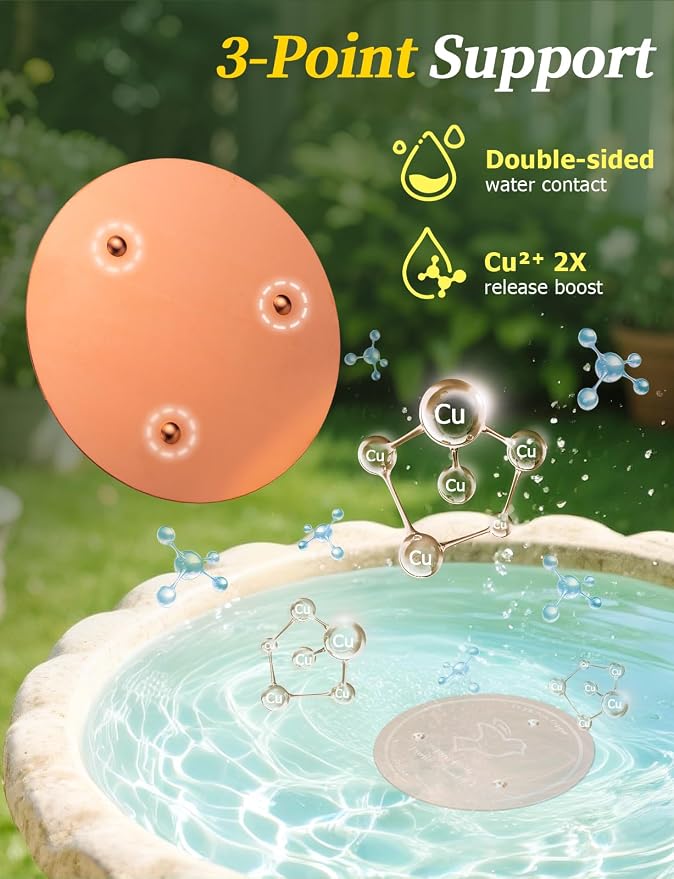 Mellbree Bird Bath Copper Disk, 0.6mm Reinforced 99.99% Pure Copper Cleaning - Image 5