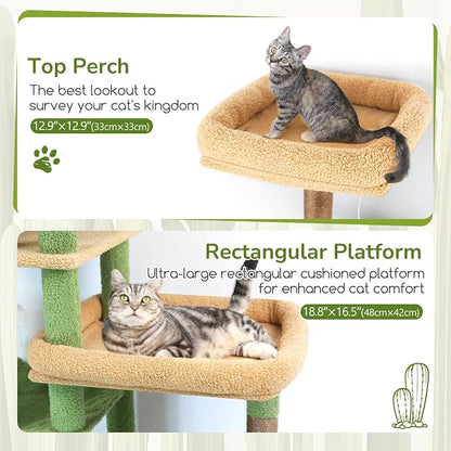 Globlazer Extra Large Platform Cactus Cat Tree, 65in Sturdy Cat Tree - Image 3