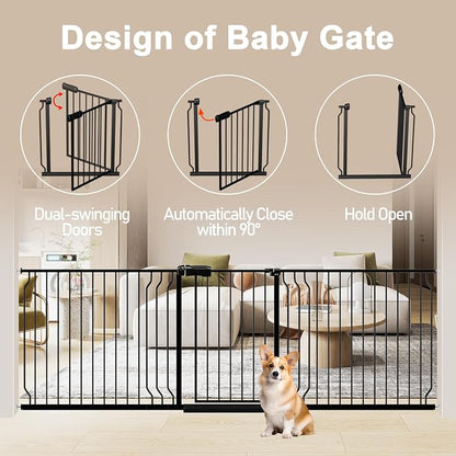 WAOWAO Baby Gate 85.83-95.24" Extra Wide Pressure Mounted Walk Through Swing - Image 4